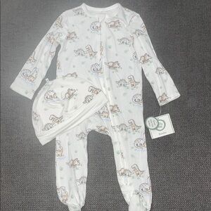 Little Me Dinosaur Print Zippy/Hat Set